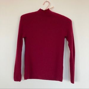 Burgundy wool high neck slim sweater